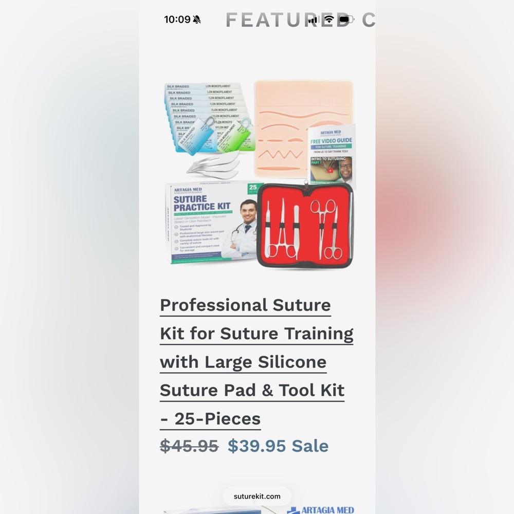 Artagia Med Suture Pad and Suture Tools Kit